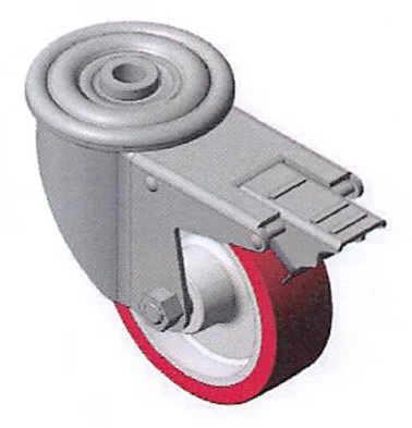 Roue avec oeillet pivotant acier ou inox + frein renforcé