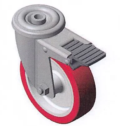 Roue avec oeillet pivotant acier ou inox + frein