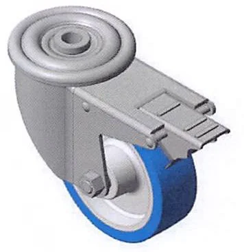 Roue avec oeillet pivotant acier ou inox + frein renforcé