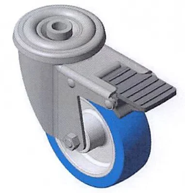 Roue avec oeillet pivotant acier ou inox + frein