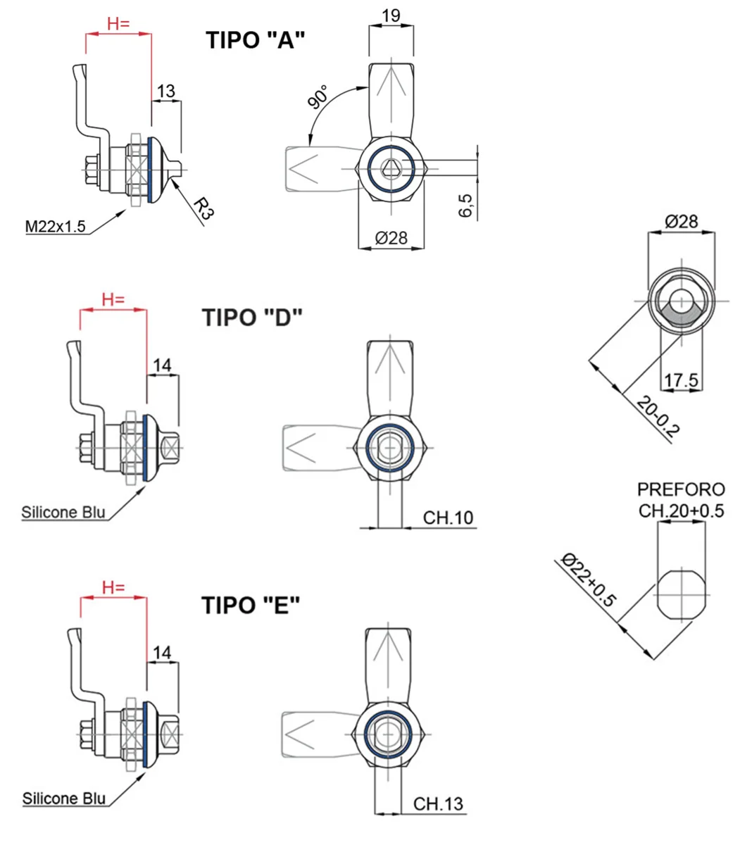 Schéma technique : Fermeture 1/4 de tour