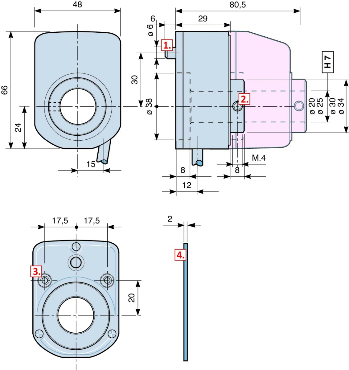 Schéma technique : ENP6 Codeur à arbre passant pour OP6